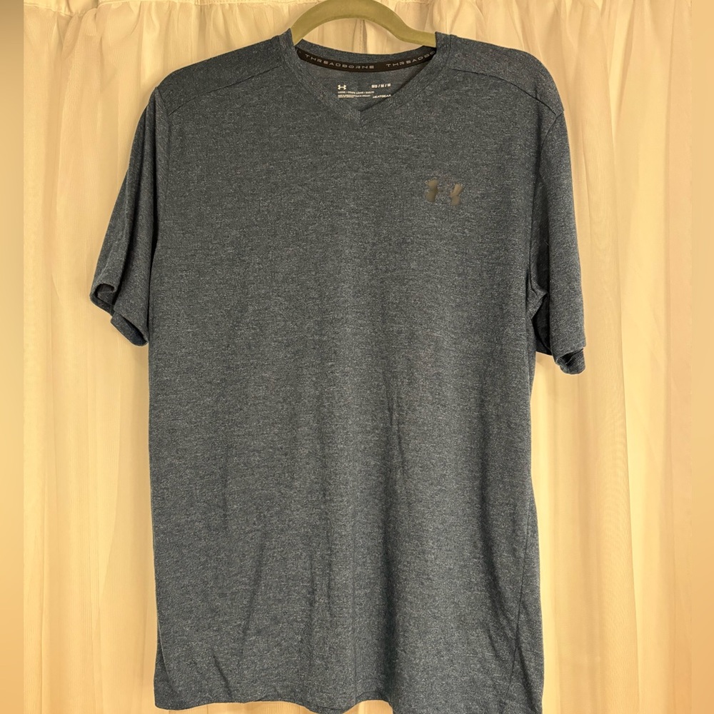 Men’s Under Armour heatgear heathered blue Sz M